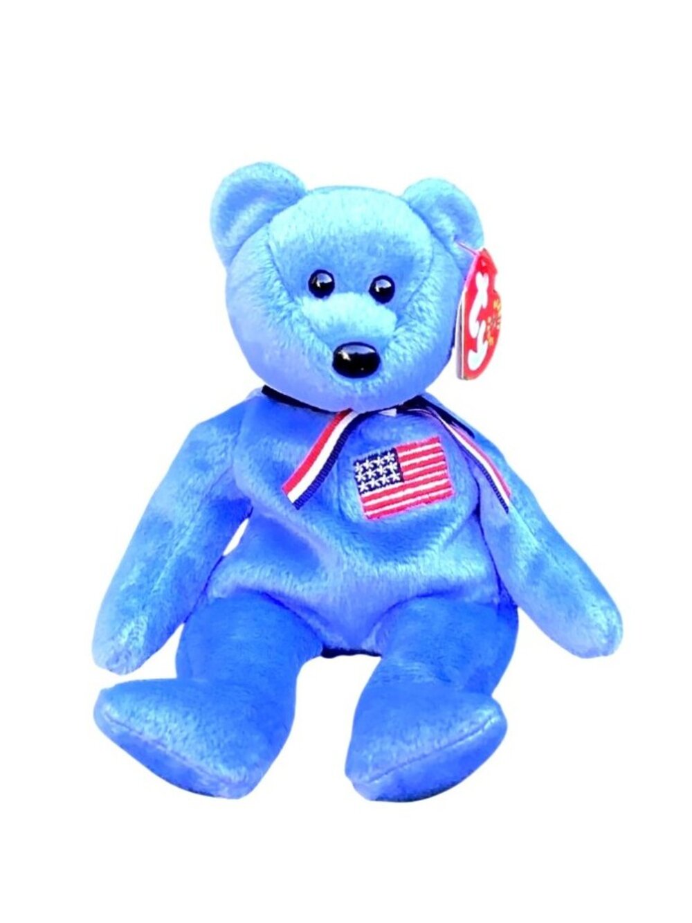 Ty America Bear 9/11 Memorial Beanie Baby Plush Blue 2001 Like New